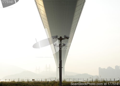 Image of bridge at sunset moment, Tsing ma bridge 