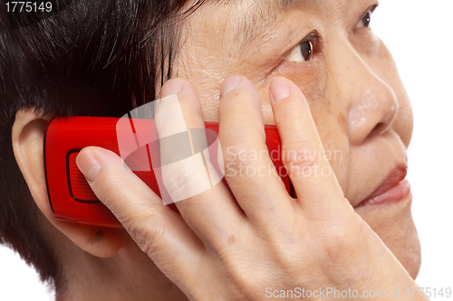 Image of Senior Woman Talking On Mobile Phone