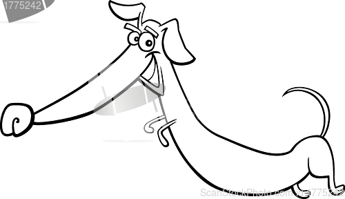 Image of cartoon happy dachshund dog for coloring