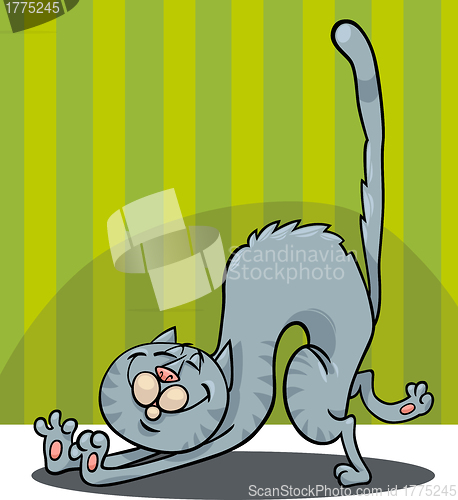 Image of stretching cat cartoon