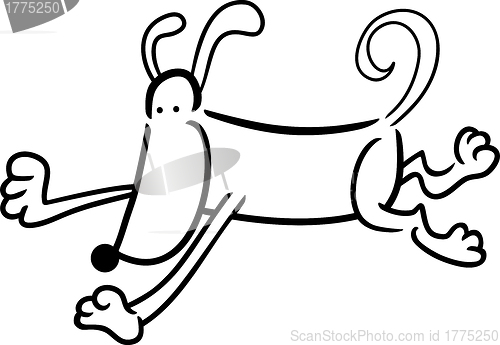 Image of cartoon running dog for coloring