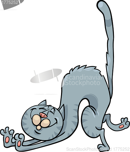 Image of stretching cat cartoon