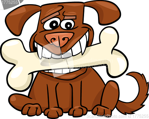Image of Cartoon Dog with big bone