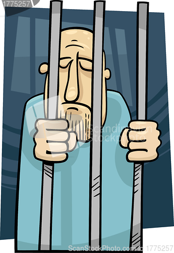 Image of cartoon illustration of jailed man