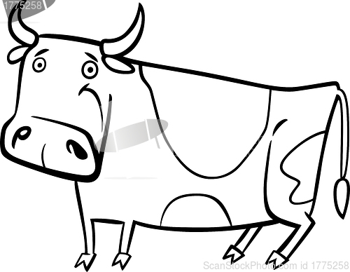 Image of cartoon illustration of farm cow for coloring