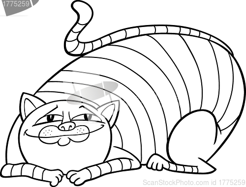 Image of tabby fat cat cartoon for coloring