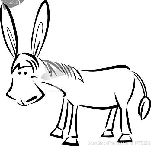 Image of cartoon illustration of donkey for coloring