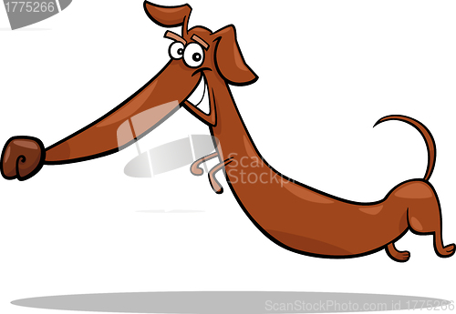 Image of cartoon happy dachshund dog