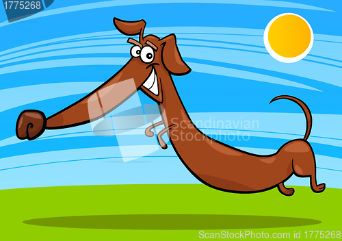 Image of cartoon happy dachshund dog