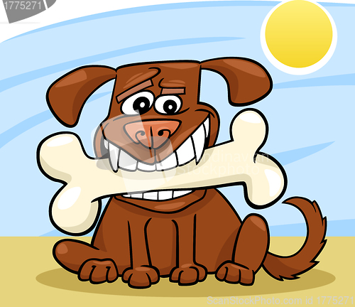 Image of Cartoon Dog with big bone