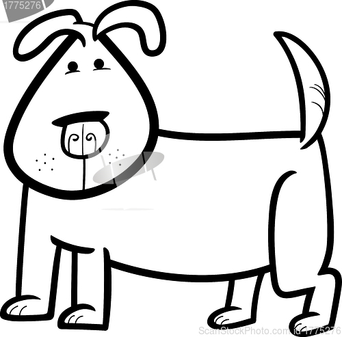 Image of cartoon doodle of cute dog for coloring