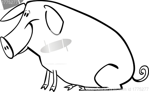 Image of Cartoon pig for coloring page