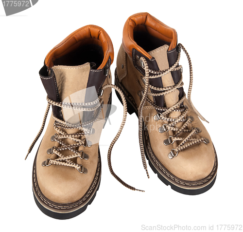 Image of Pair of hiking boots isolated on white background