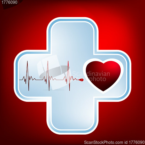 Image of Normal ecg red background, heartbeat. EPS 8