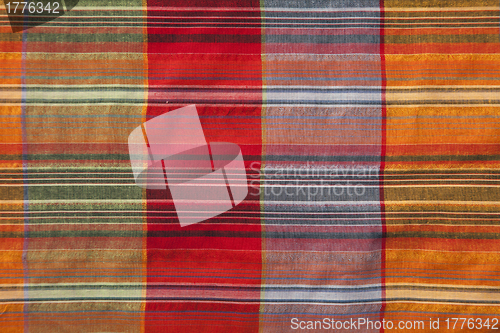 Image of Multicoloured fabric with geometric pattern