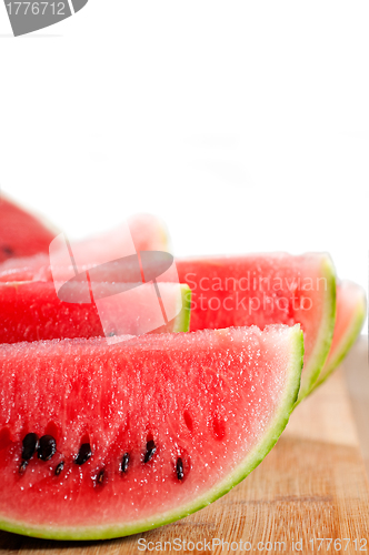 Image of fresh watermelon on a  wood table