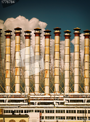 Image of Old factory on sky background