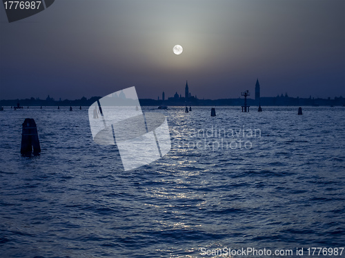 Image of Pale Moon over Venice Italy