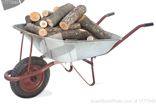 Image of Firewood in an old wheelbarrow