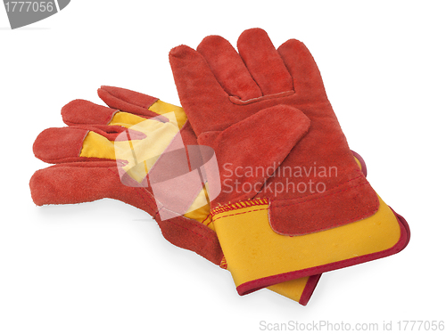 Image of Pair of work gloves on white