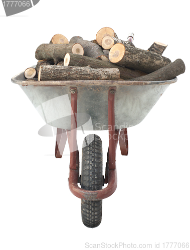 Image of Firewood in old wheelbarrow