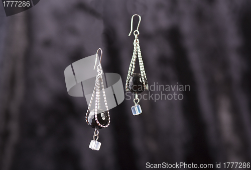 Image of pendant earrings with black agate