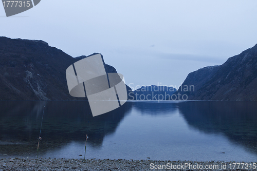 Image of evening view over fjord in norway