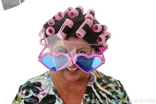 Image of Female senior with funny wig 