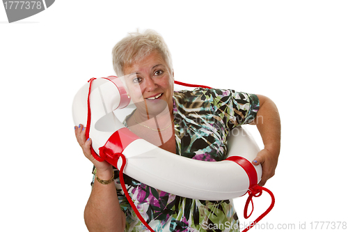 Image of Female senior with life belt