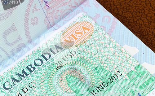 Image of Visa for Cambodia in US passport