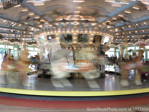Image of Fast moving carousel at Glen Echo park
