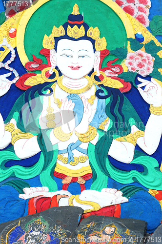 Image of Ancient Tibetan wall painting art of buddha