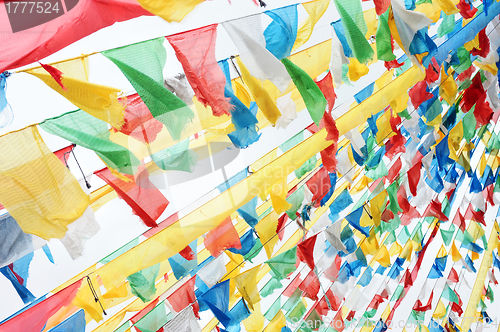 Image of Tibetan prayer flags in the wind