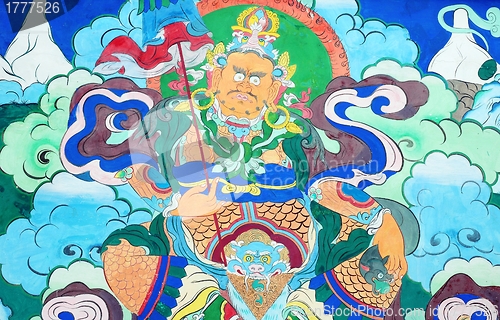 Image of Ancient Tibetan wall painting art of buddha