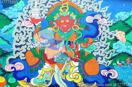Image of Ancient Tibetan wall painting art of buddha