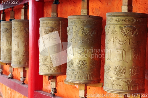 Image of Tibetan prayer wheels