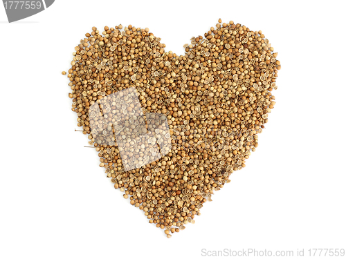 Image of coriander seeds a heart 