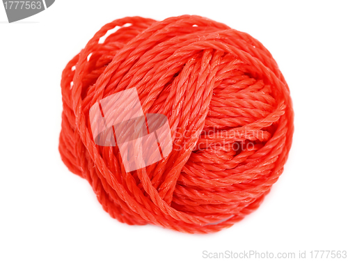 Image of Red ball of yarn isolated on a white 