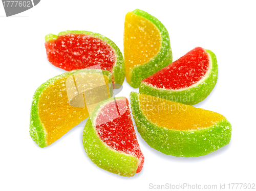 Image of Colorful fruit sugary candies close-up