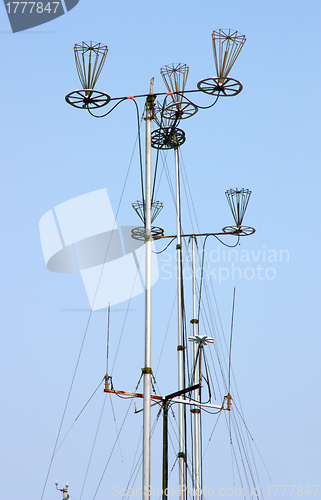 Image of Telecommunication tower with rich blue sky