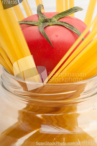 Image of fresh tomato and spaghetti pasta