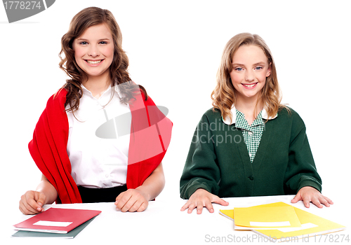 Image of Portrait of teenager students with notebooks