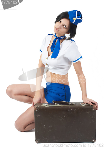 Image of Young beautiful air hostess