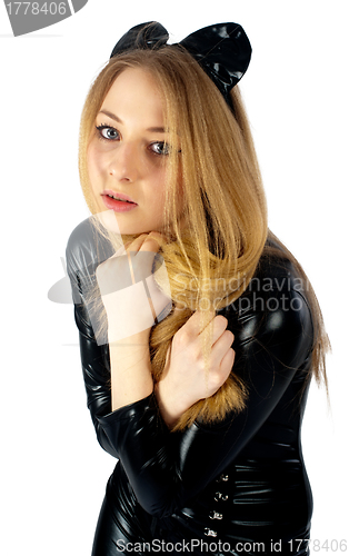Image of beautiful girl in cat costume