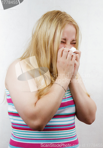 Image of cold blonde girl with the handkerchief