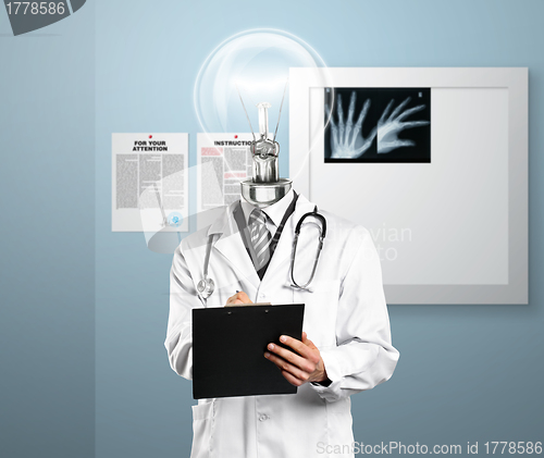 Image of Lamp Head Doctor Man With Stethoscope