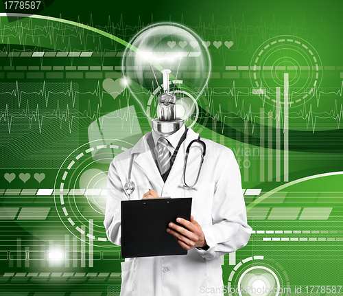 Image of Lamp Head Doctor Man With Stethoscope