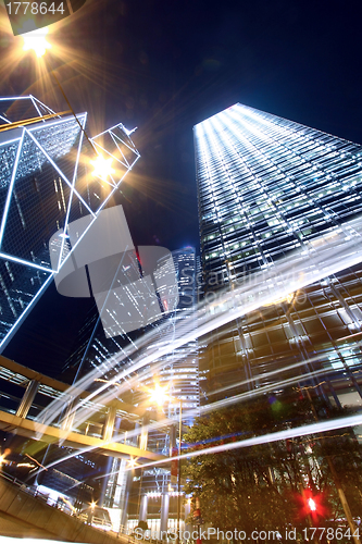 Image of Hong Kong traffic with skyscrapers background