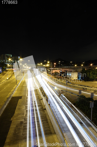 Image of Traffic in Hong Kong at night