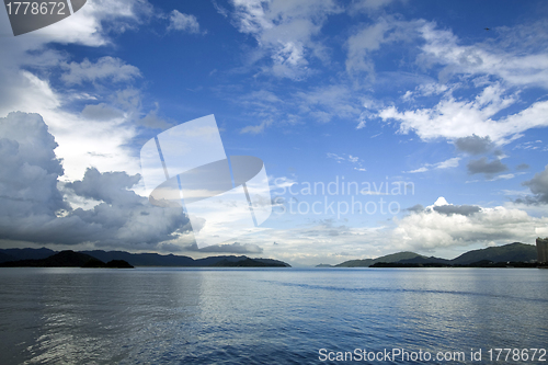 Image of Coastal landscape over the ocean in Hong Kong